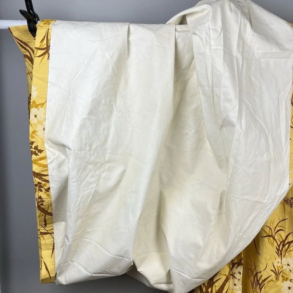 VTG‎ Sears Pinch Pleat Curtain Panels Thermalgard Gold Yellow Floral Cottagecore